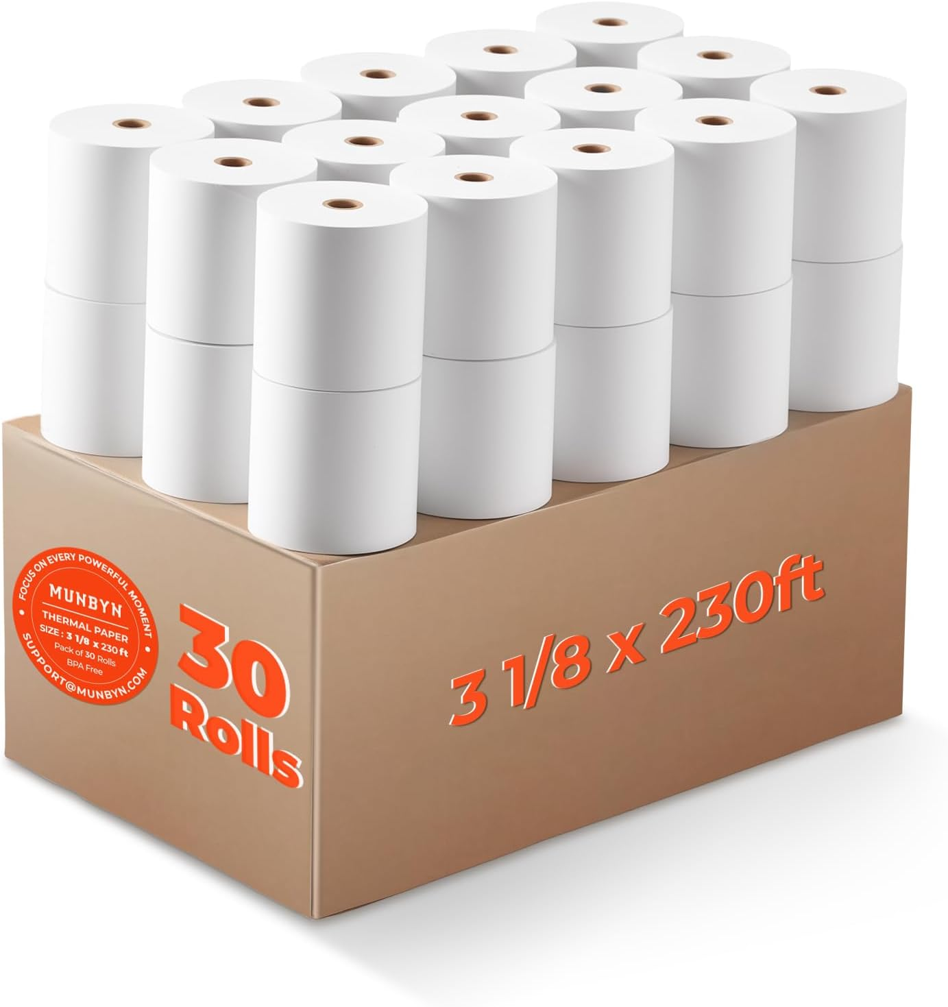 Thermal Paper 3 1/8 X 230Ft, 30 Rolls Receipt Paper Work for Star Micronics TSP100 TSP143 Epson 80Mm Receipt Printer Square POS Register Credit Card Terminals, Pos Register Paper BPA Free