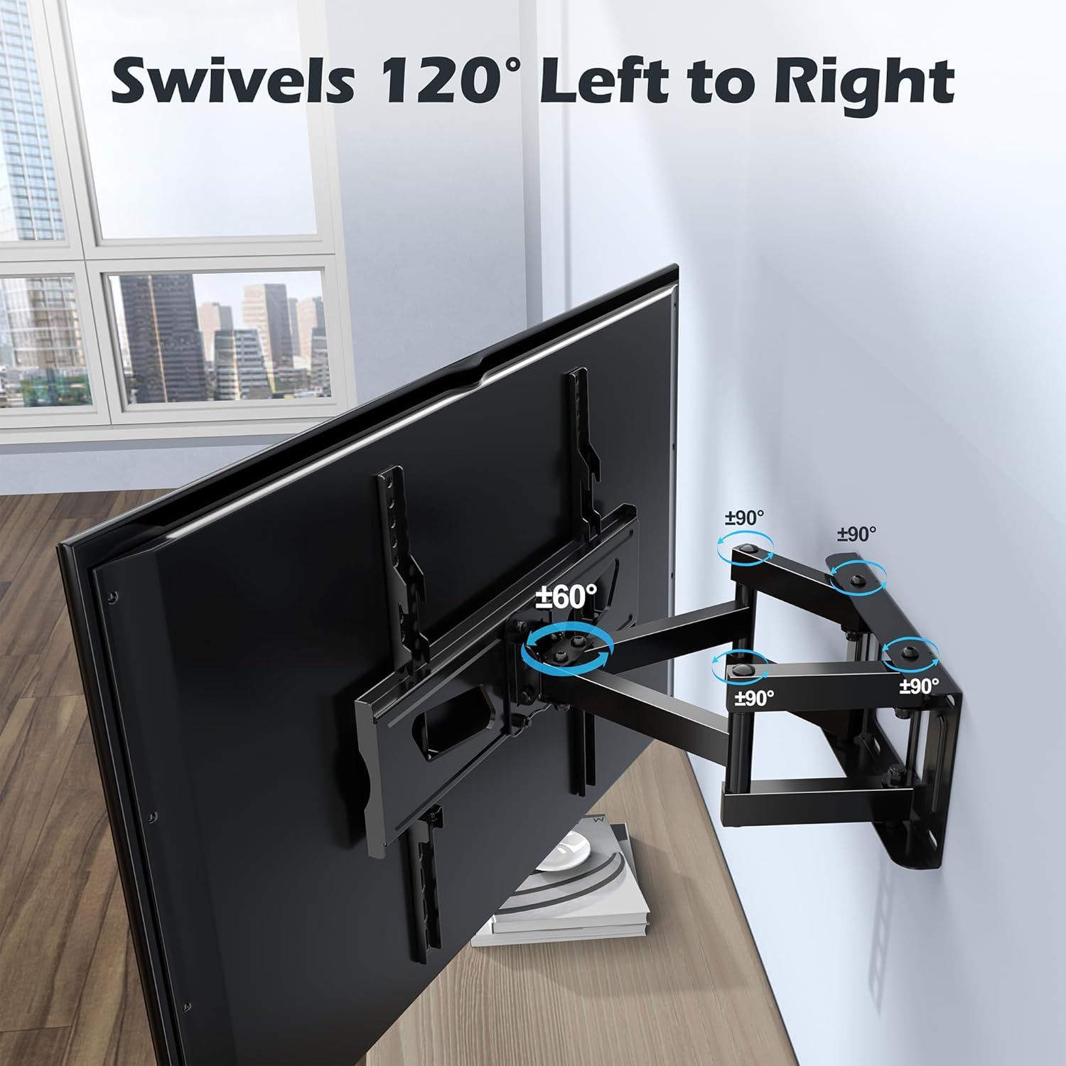FORGING MOUNT TV Wall Mount Bracket for 26-65" Flat & Curved TVs, Swivels Til... - Picture 4 of 12
