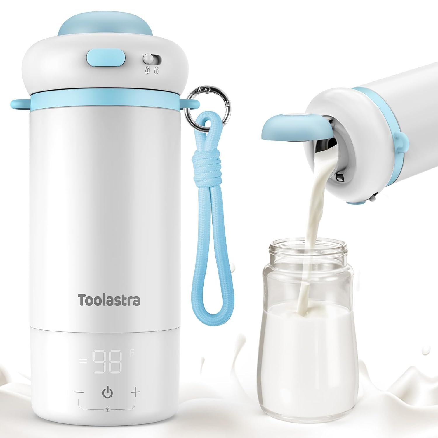 Portable Bottle Warmer for Baby on the Go, 16.91Oz 100% Faster Heating & Precise Temperature Control, Leak-Proof Design, Child Safety Lock, Ideal for Travel, Formula & Breast Milk Warmer