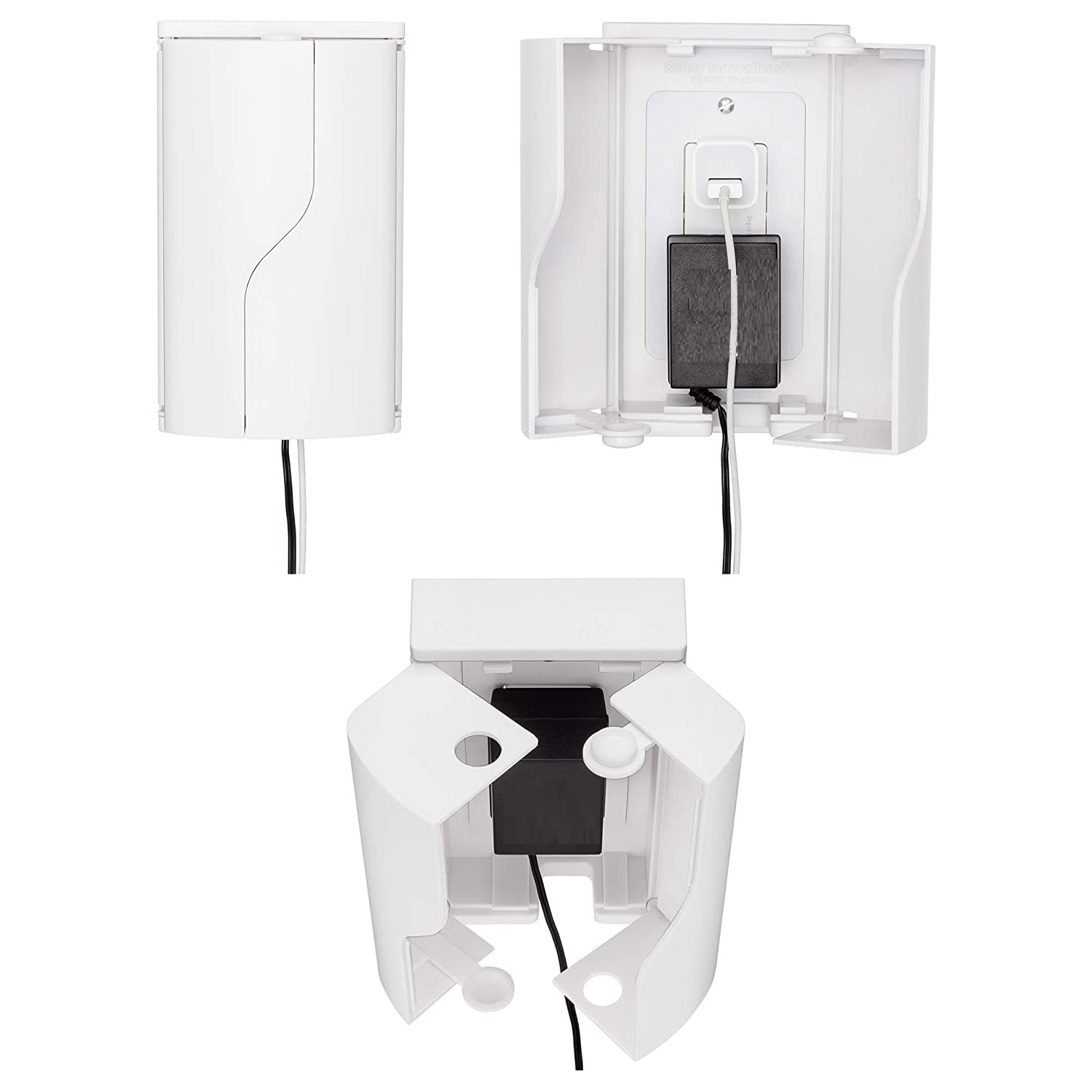 Twin Door Baby Safety Outlet Cover Box for Babyproofing Outlets - More Interior Space for Extra Large Electrical Plugs and Adapters - Easy to Install - Easy to Use, (1-Pack)