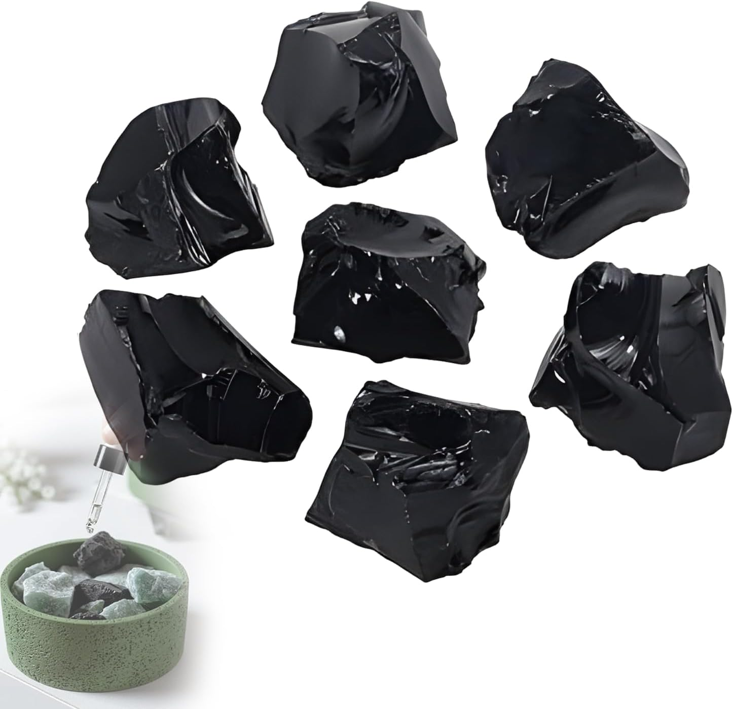 200G Obsidian Rohstein Set – Schwarzer Naturkristall, Heilstein, Dekosteine, Meditationsstein, Aromastein, Reiki, Chakra, Geschenkidee
