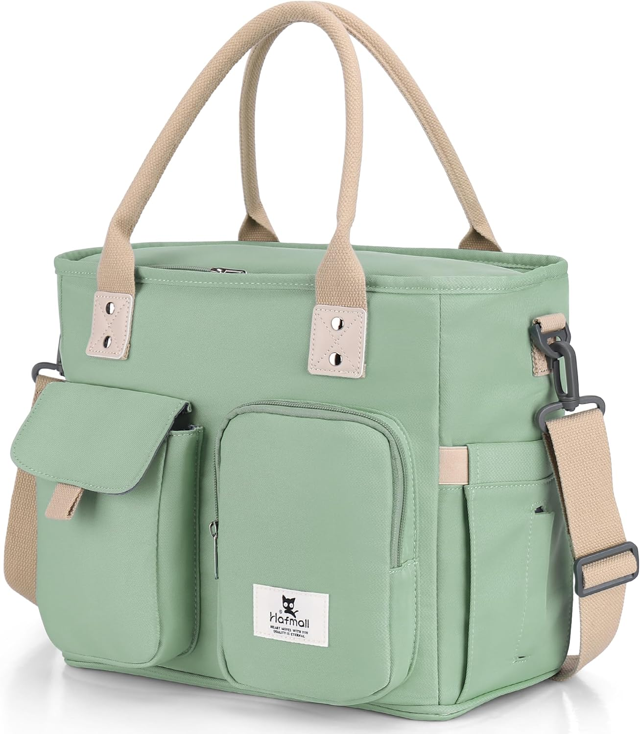 Large Insulated Lunch Bag for Women, Leakproof Lunch Box for Men, Wide Opening Lunch Tote Bag with Shoulder Strap, Reusable Adult Lunch Bag for Work, Picnic, Green