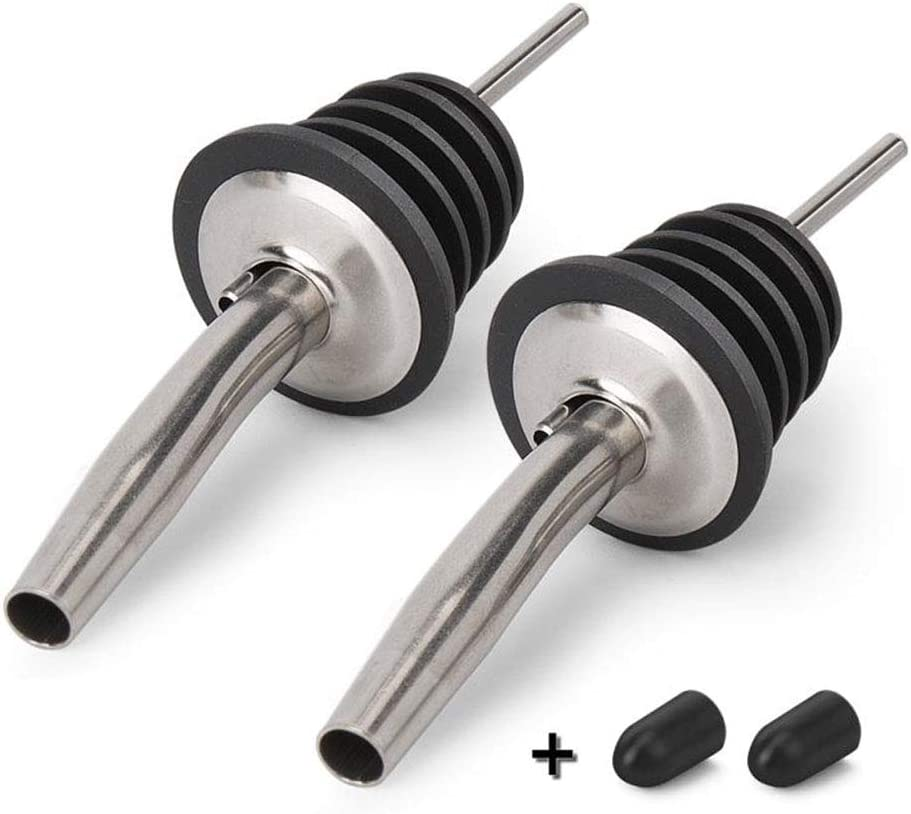 2PCS Stainless Steel Pourers, Speed Wine Bottle Pourer, Olive Oil and Vinegar Tapered Stopper Spout, Suitable for about 3/4