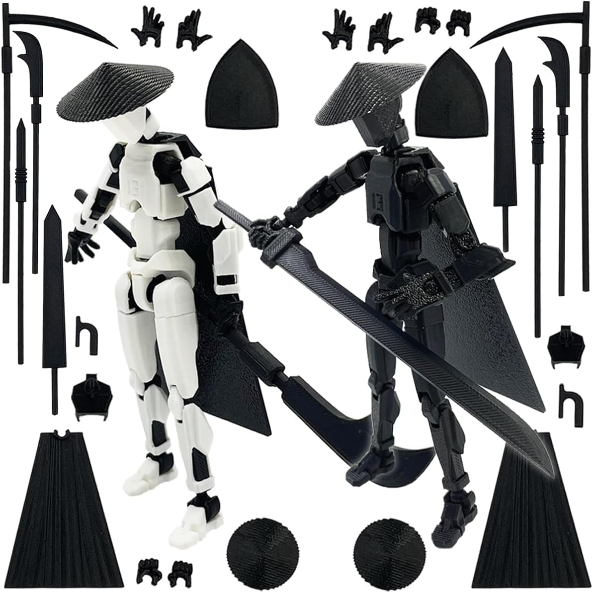 Titan 13 Action Figure Set (Assembly Completed), 3D Printed Multi-Jointed Movable T13 Lucky Dummy 13 Mobile Robot, Nova 13 Action Figures Desktop Decorations for Game Lovers Toy (White/Black)