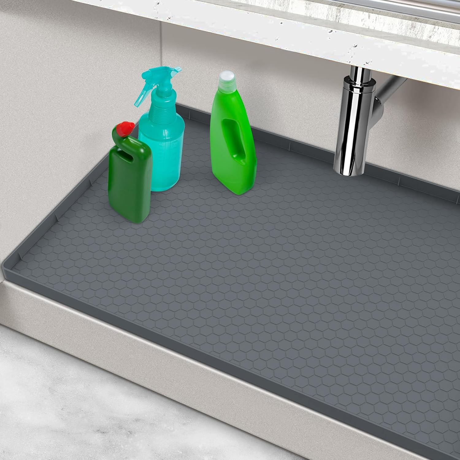 Under Sink Mats for Kitchen Waterproof, Silicone under Kitchen Sink Mats 