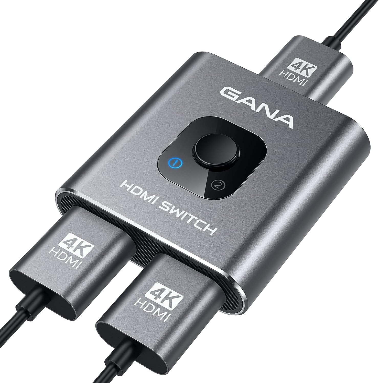 GANA HDMI Splitter 4K, 2 in 1 Oder 1 Eingang, 2 Ausgänge Aus Aluminium, Für TV, PC, Laptop, DVD, PS4, PS3, Xbox 360, Xbox One, TV Stick, Spielbox, Player