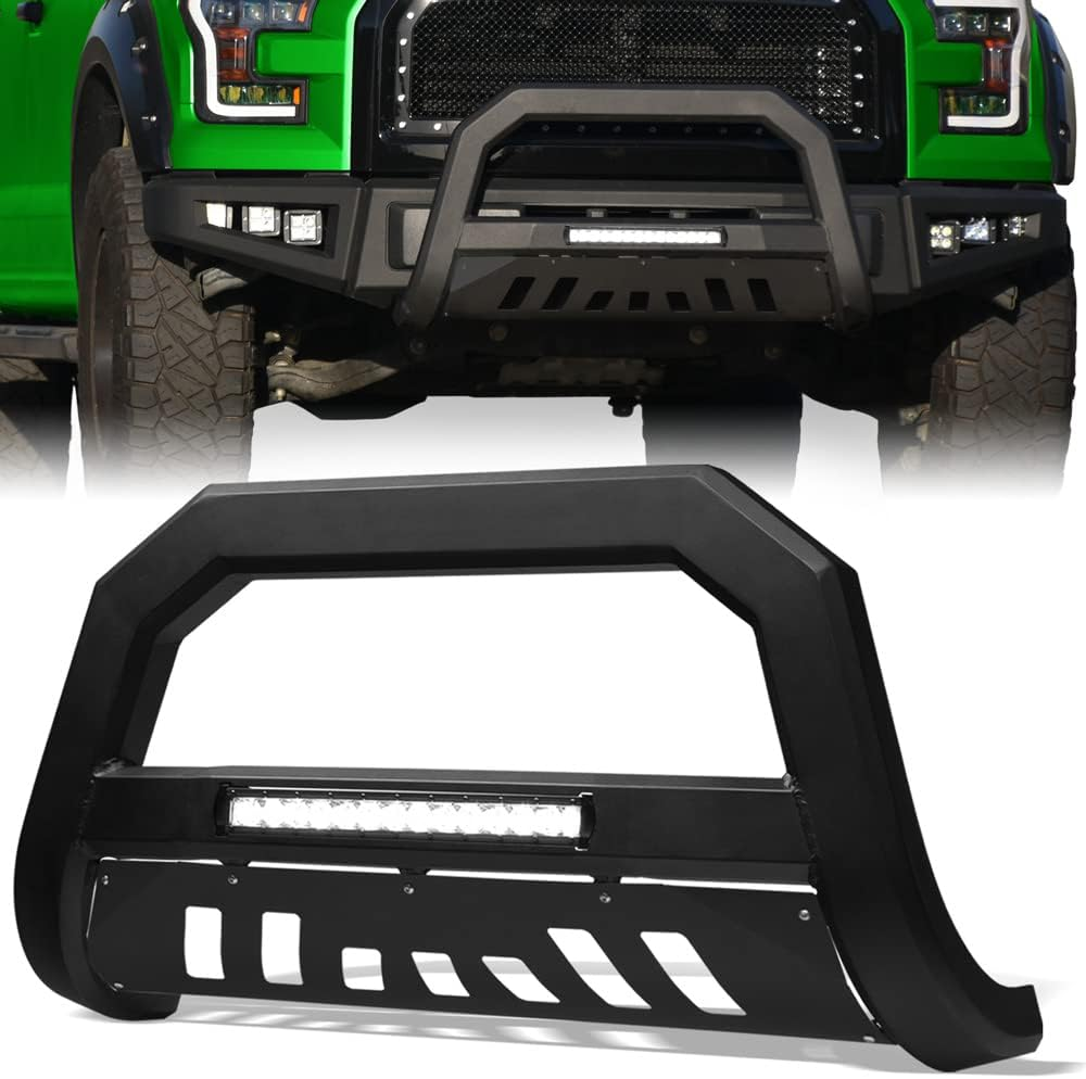 733469493761 Compatible with 2011-2013 Dodge Durango / 2011-2015 Jeep Grand Cherokee Advance Series Aluminum LED Bull Bar - Matte Black