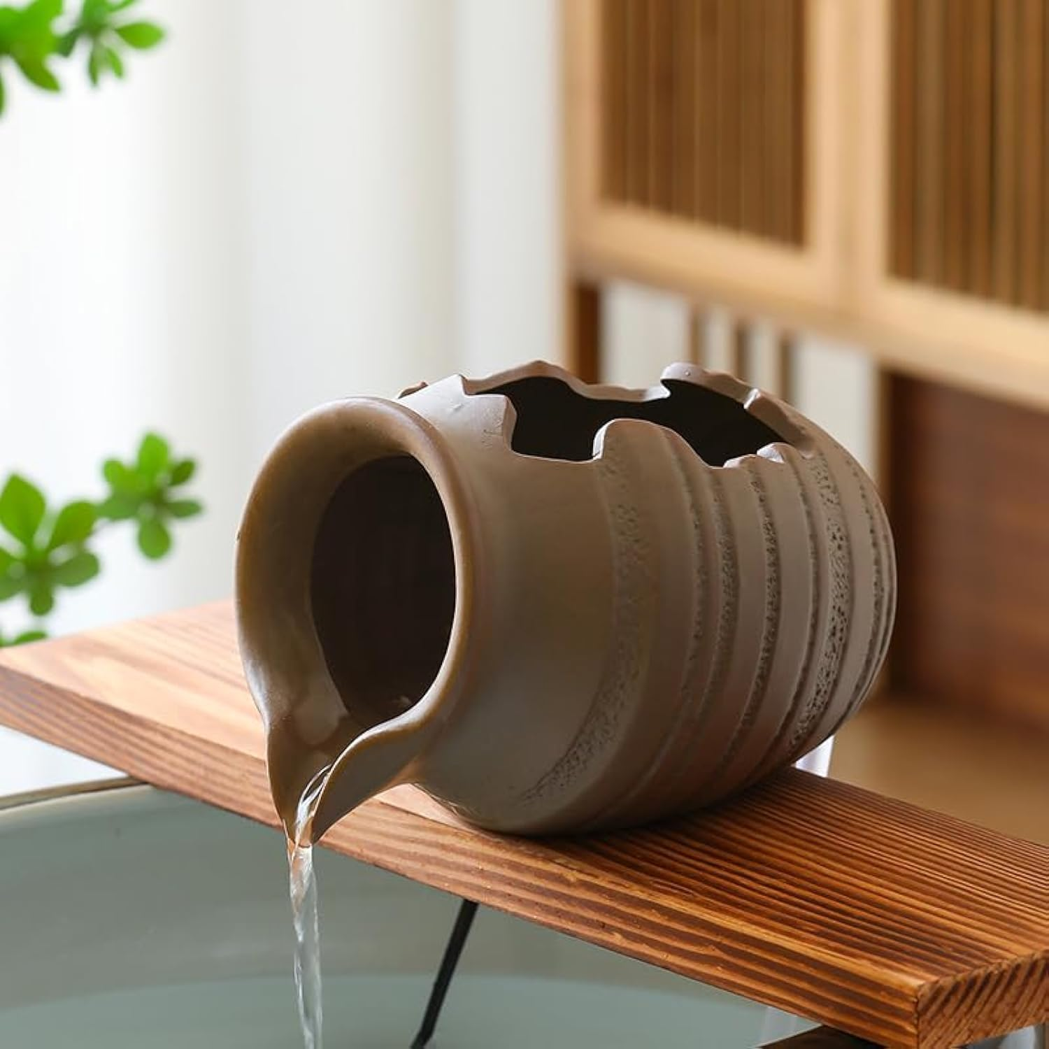 Outdoor Garden Fountain Spitter Pond Water Feature Pump DIY Ceramic Pot Decoration (5.3 Inch Color 1)