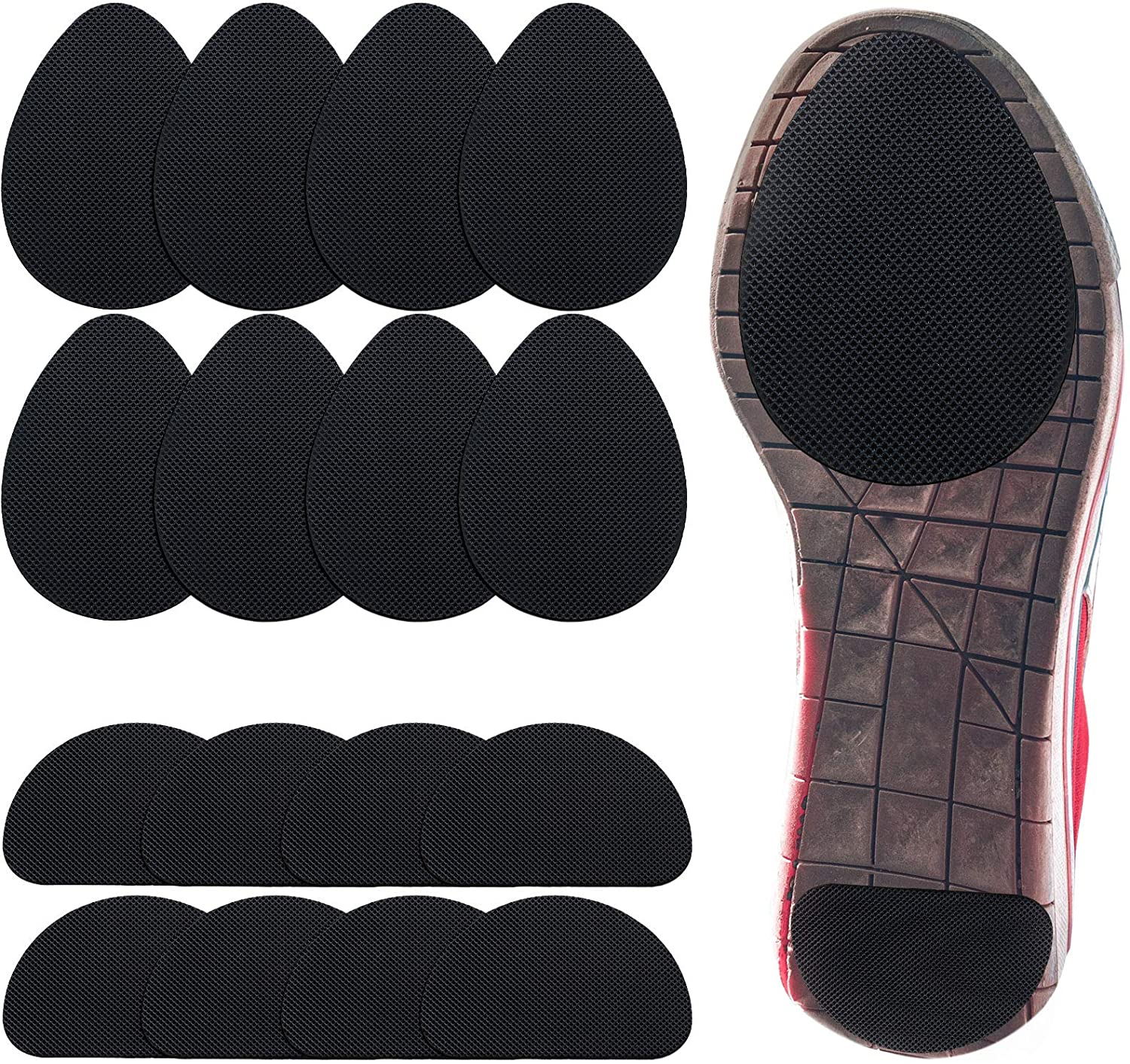 16 Pieces Non-Skid Shoe Pads Self-Adhesive Shoe Grips anti Slip Pads Noise Reduction Cushion Anti-Shedding Rubber Sole Protector(Simple Style,Black)