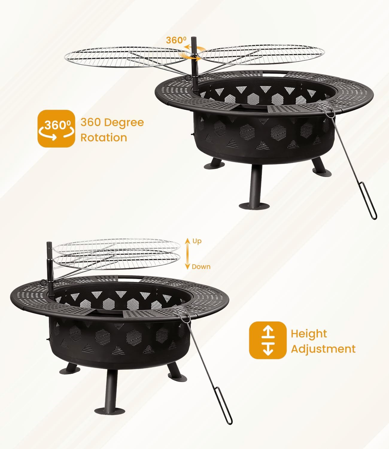 Bettermade 32 Inch Outdoor Fire Pit, 2-in-One Large Camping Fire Pits for Out... - Picture 7 of 13