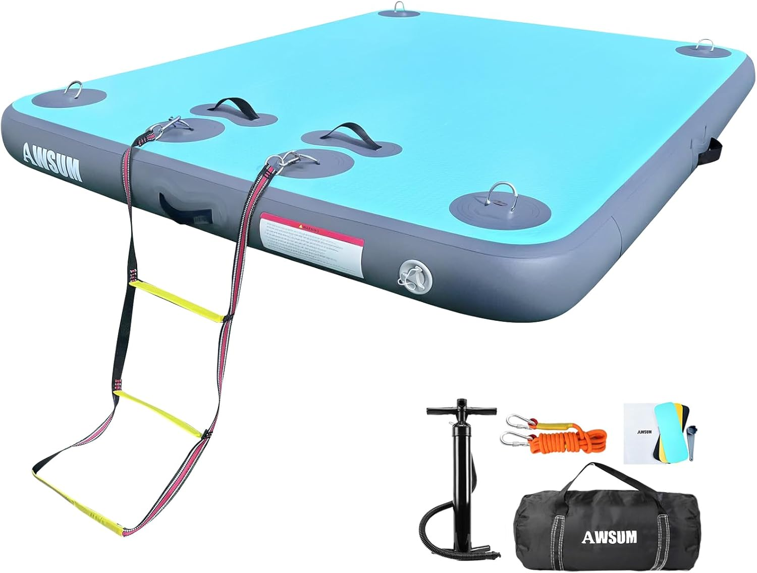 Inflatable Floating Dock Air Dock Platform, 6Ft/8Ft Non-Slip Inflatable Water Mat Floating Island Raft for Lake Pool Beach Ocean