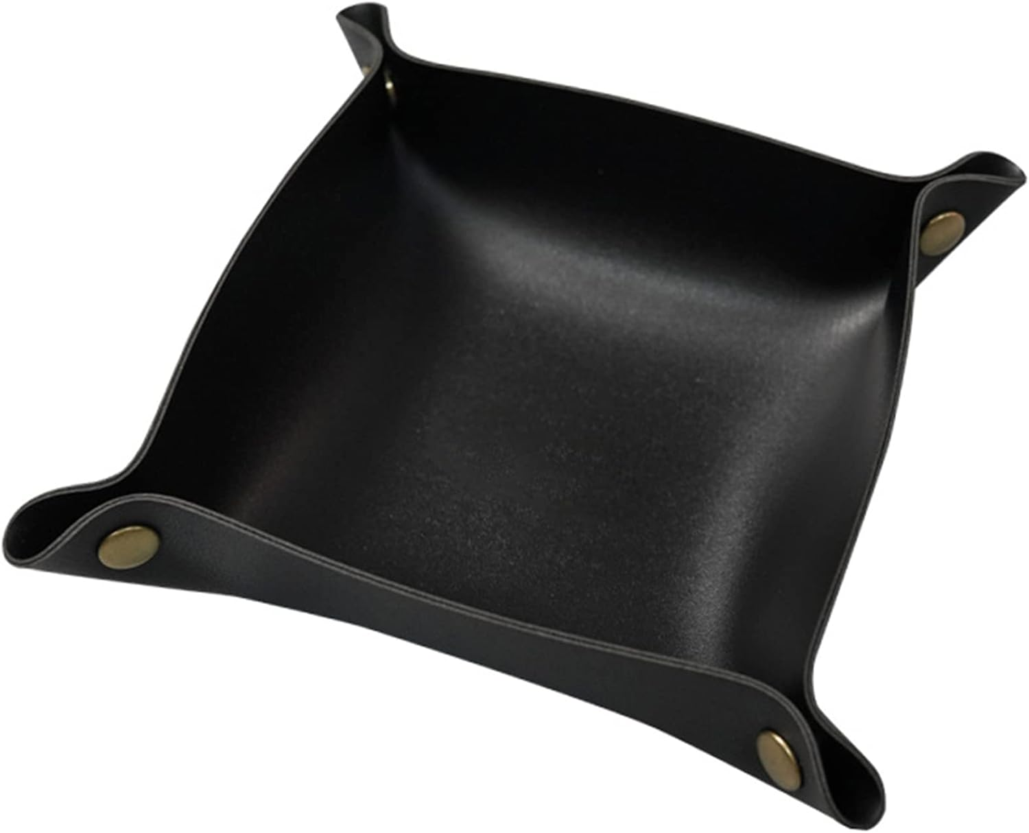 Valet Tray, Leather Tray, Small Catchall Tray, Foldable Jewelry  Organizer, Suitable for , Storage, Nightstand, Home or Office (Black-S)