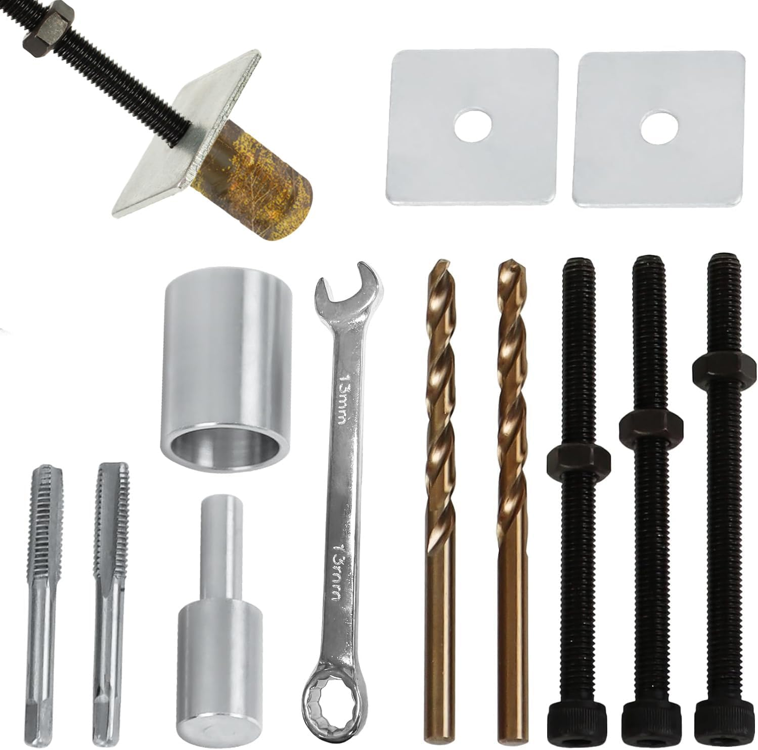 Pool Anchor Removal Tool Kit 12 Set, Pool Safety Cover Anchors Replacement Tools Kit, Swimming Pool Cover Brass Anchor Rethreading Removing and Reinstalling Tool