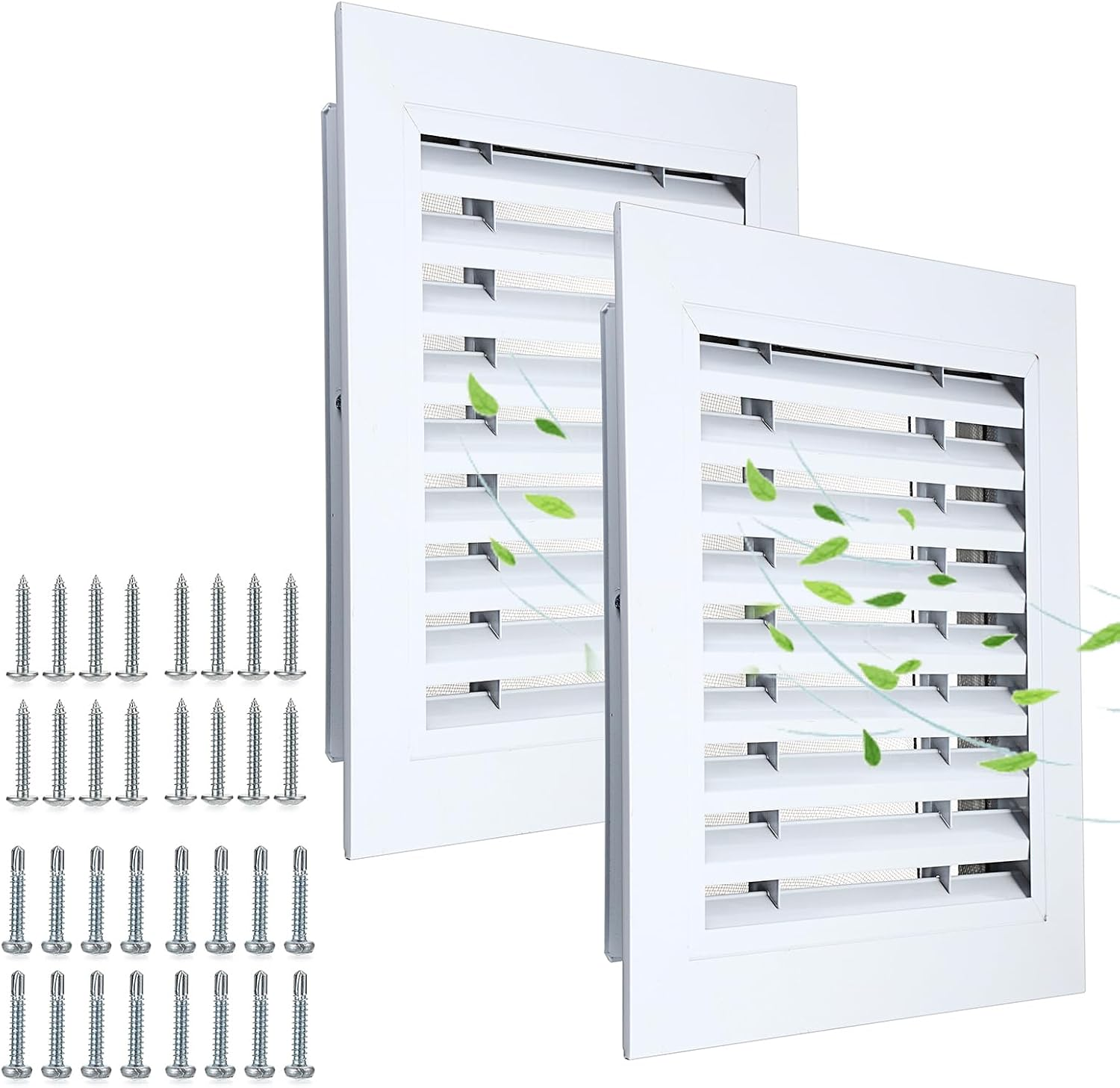 Gable Vent 2 Pcs 12''X12'' Aluminum Shed Vent with Screen and Screws Stylish Sturdy Attic Vent for Home Wall Ceiling Ventilation Garage Vent for Removing Heat and Humidity,White