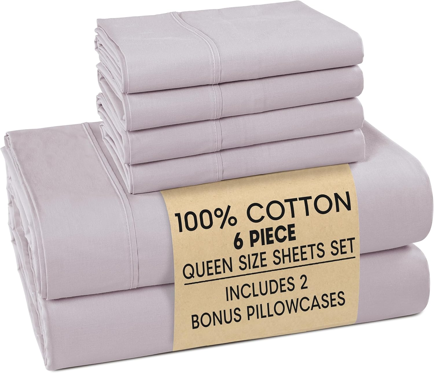 100% Cotton Queen Size Sheets â€“ Crisp Percale Sheets Queen with 4 Pillowcases, with 15