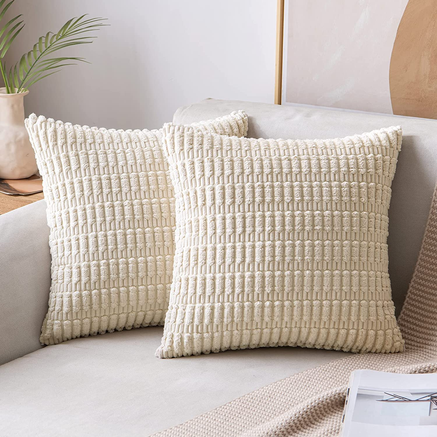 Set of 2 Corduroy Throw Pillow Covers 18x18