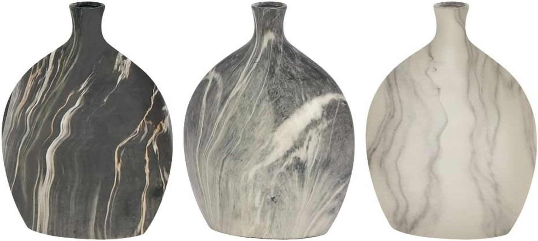 Ceramic Decorative Vase Faux Marble Centerpiece Vases, Set of 3 Flower Vases for Home Decoration 9