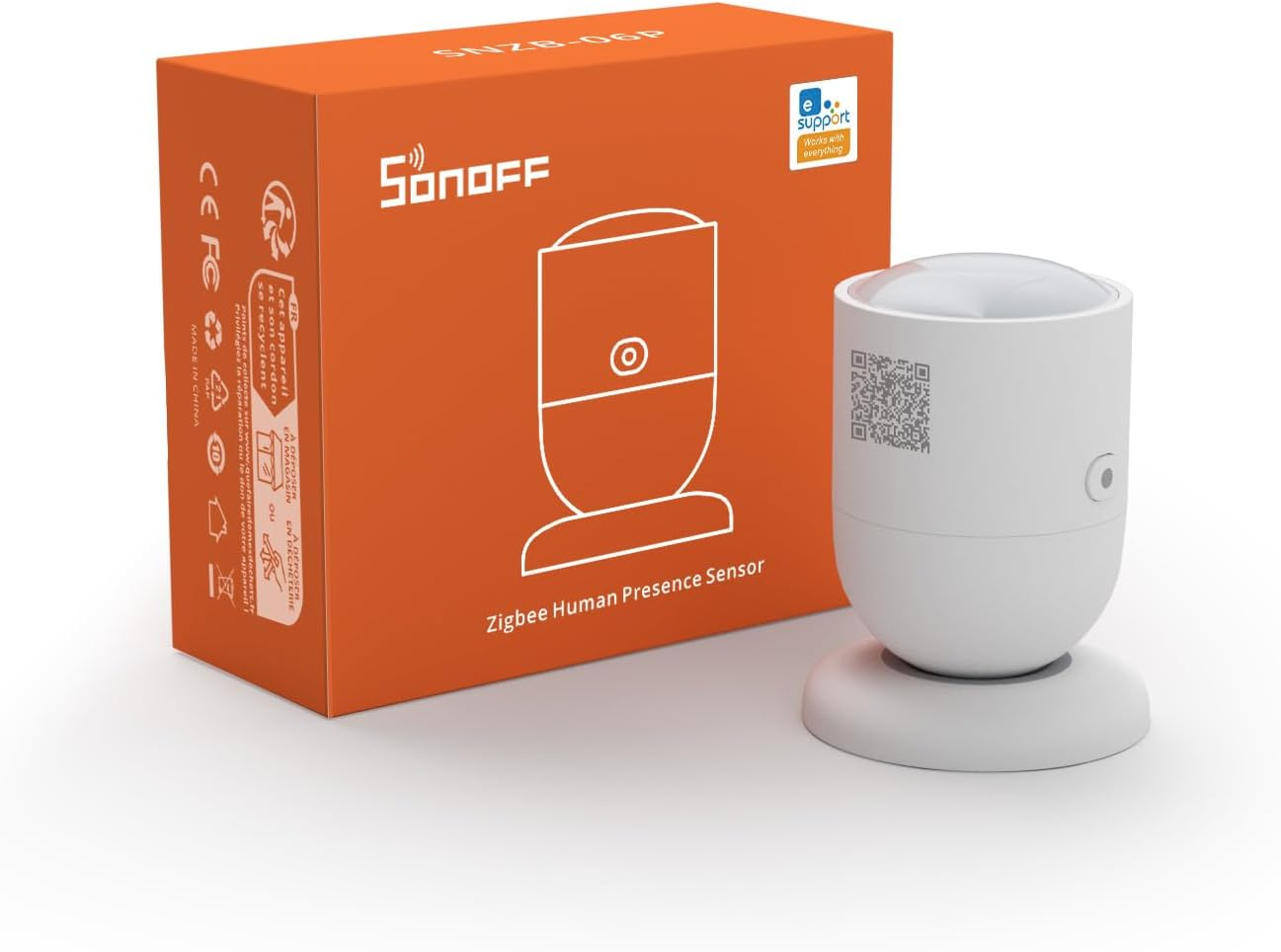 Zigbee Human Presence Sensor, SNZB-06P Zigbee Smart Motion Detector with 5.8GHZ Cmwave Radar, Requires Zigbee Bridge (1-Pack)
