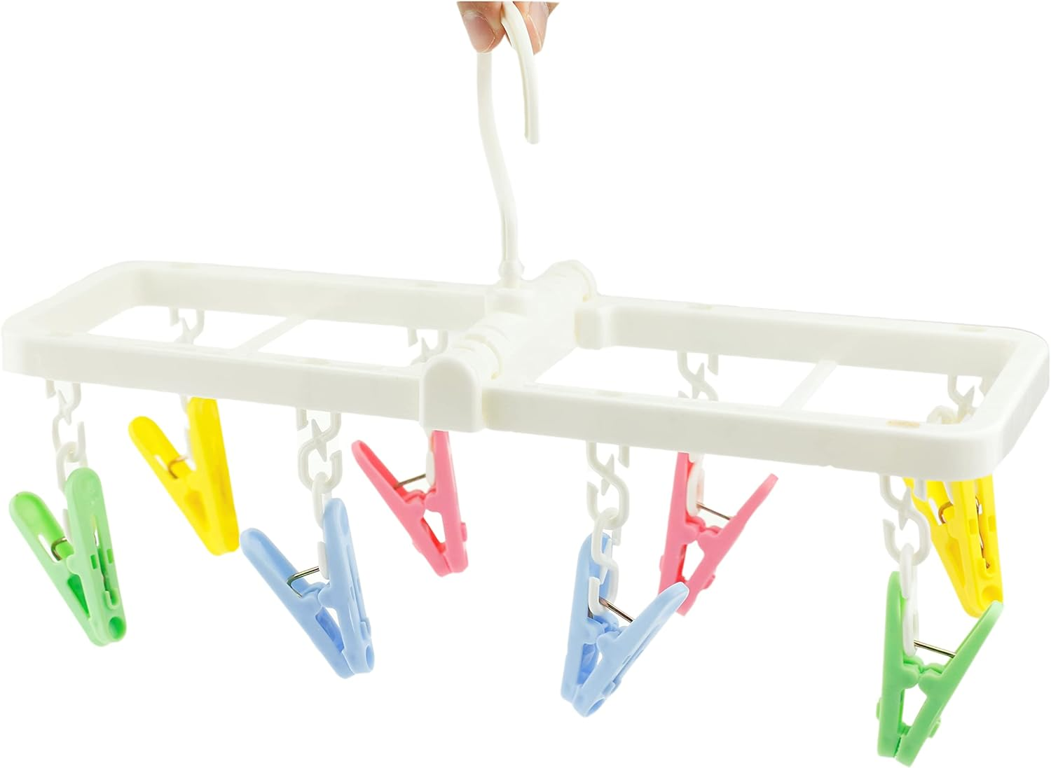 Laundry Hanger Drying Rack with 8 Clips for Towels, Bras, Baby Clothes, Gloves, Portable & Foldable & Compact Size for Travel