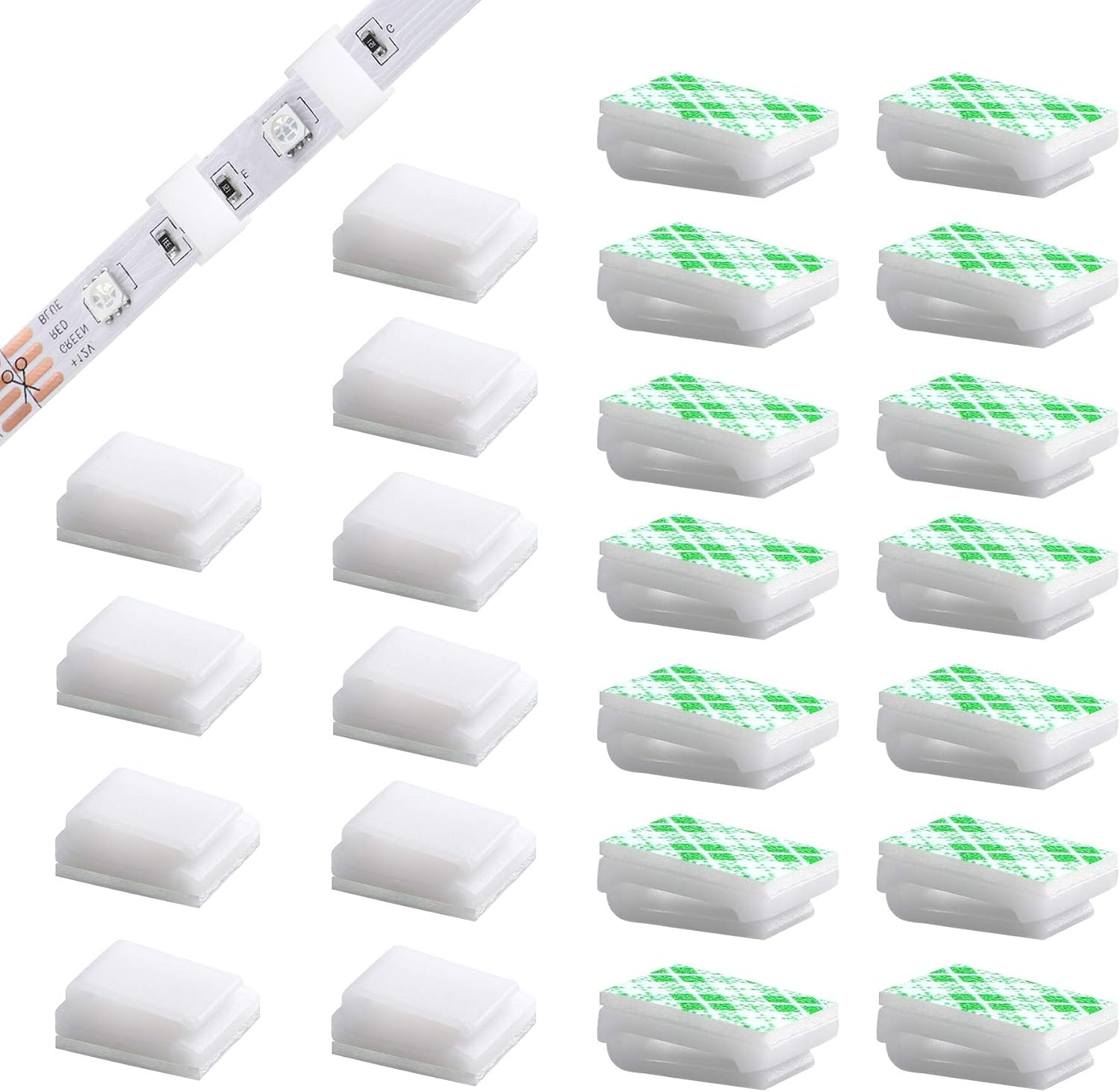 60 PCS Light Strip Mounting Clips White Self Adhesive Led Light 