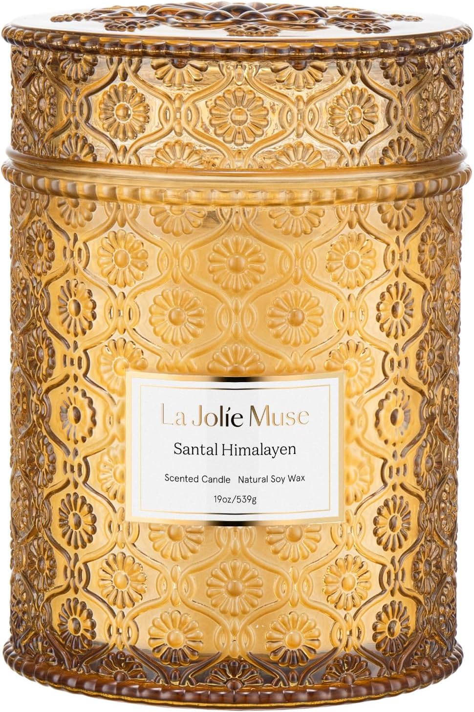 Sandalwood Candle, Wood Wicked Large Candles for Home Scented, Scented Candle Gifts for Men&Women, Long Burning Glass Jar Candle, Santal Himalayen, 19Oz