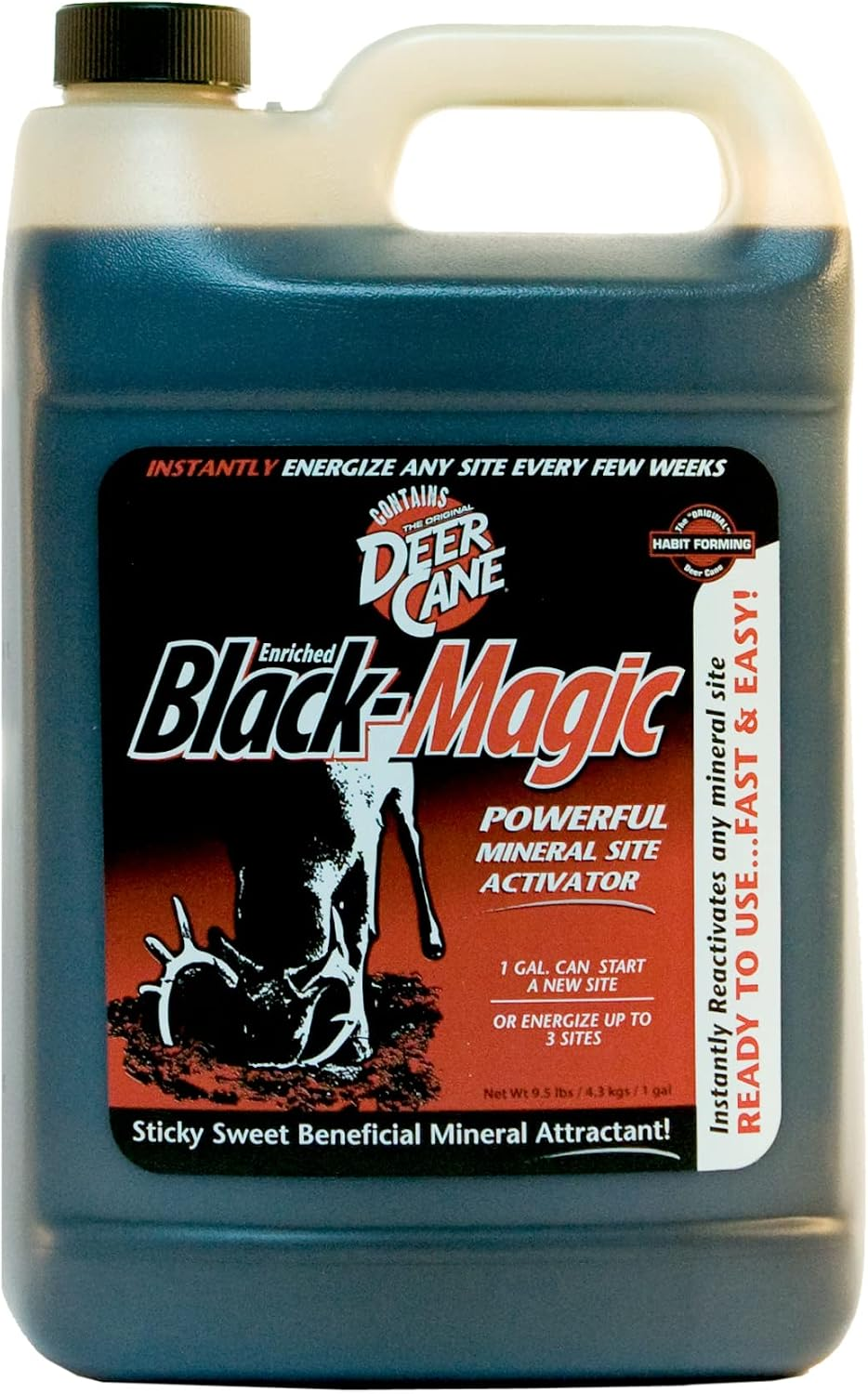 Deer Cane Black Magic Liquid Mineral Deer Attractant - Fast & Easy to Use All Year-Round Mineral Food Supplement with Natural Molasses Flavors - Mineral Site Activator