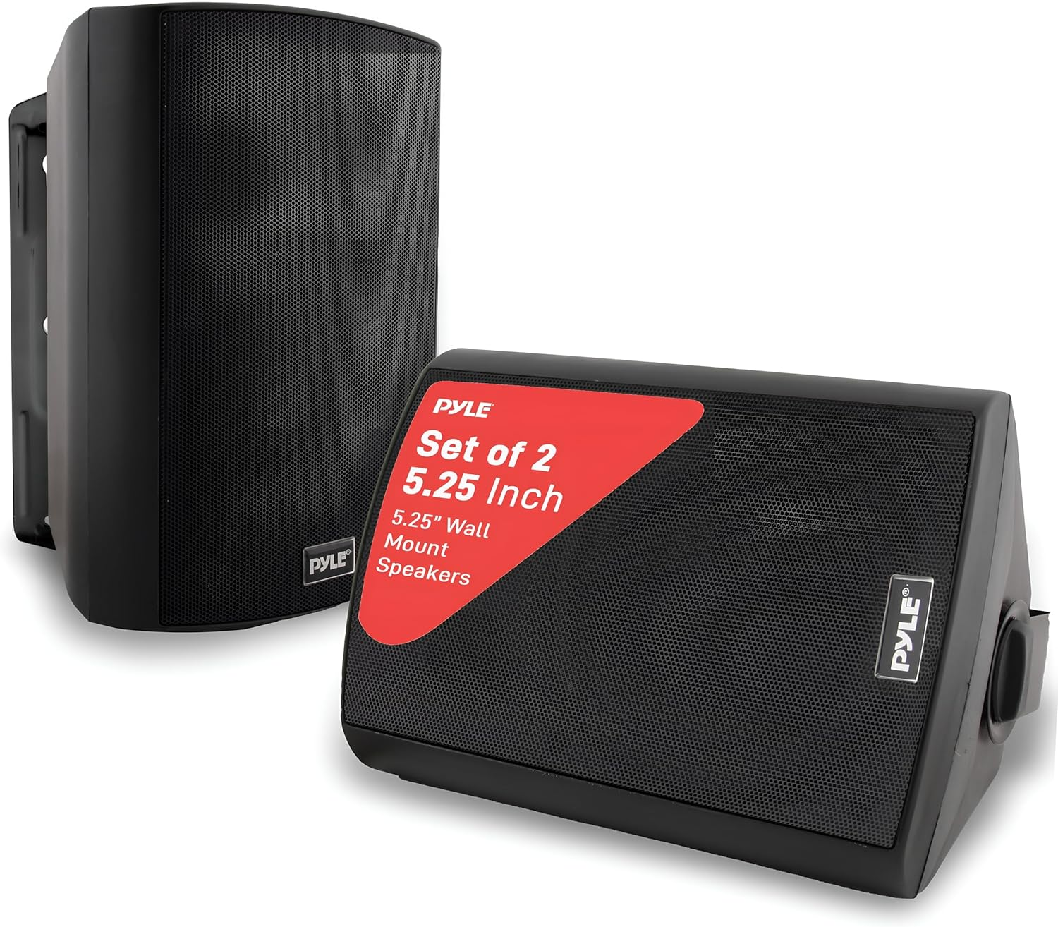 Waterproof Wall Mount Speaker System - 5.25 Inch Active + Passive Pair Wireless Bluetooth Compatible Indoor/Outdoor Stereo Sound Set with AUX in -  PDWR52BTBK (Black)