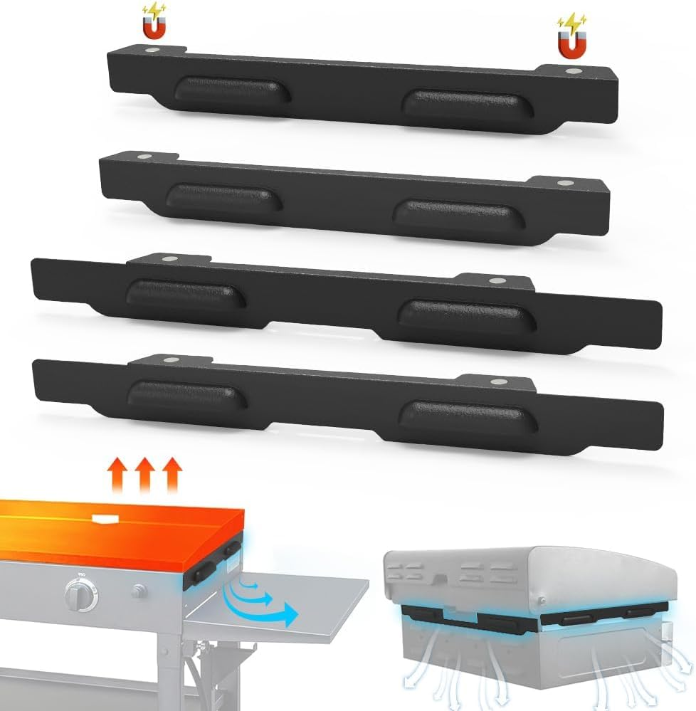 Black 28 Inch Wind Guards for Blackstone Griddle, Magnetic Wind Screens, Blackstone Griddle Accessories, Fit with Side Shelf, Lid and Rear Grease Cup, Heat Shield for Side Table.