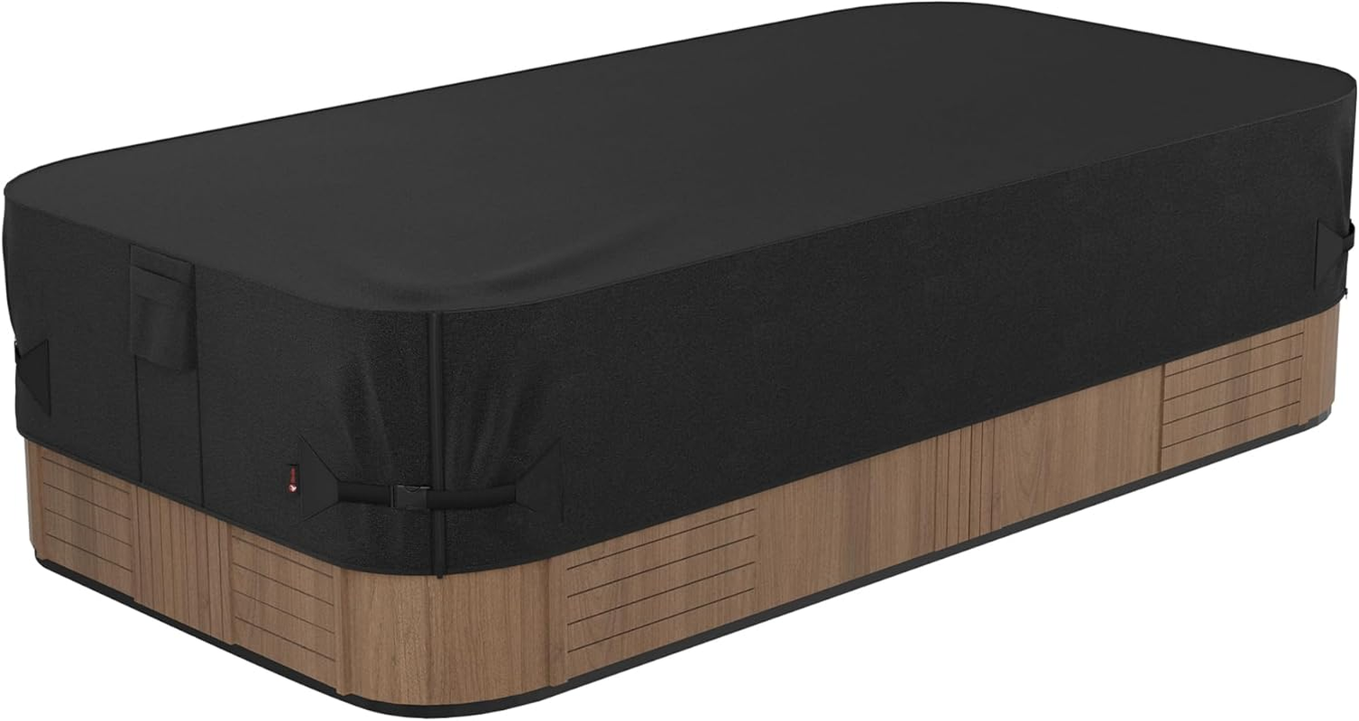 Ibirdie Outdoor Waterproof Hot Tub Swim SPA Cover 218 X 97 Inch Fit 8 X 18 Ft, 216 X 96, 214 X 92, 210 X 90, 800D Heavy Duty Weatherproof Rectangle Protectors Protective Rectangular Cover Cap