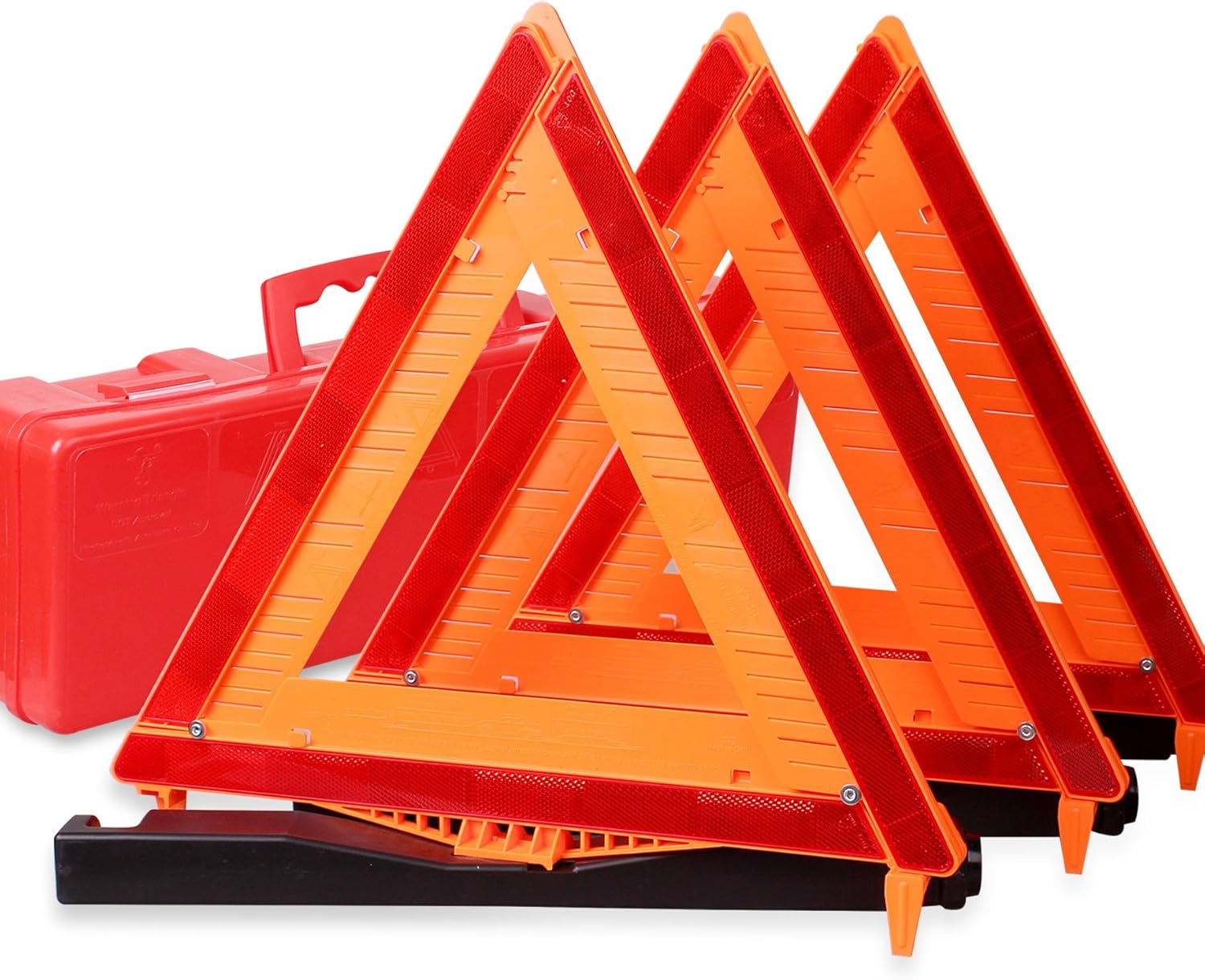 Warning Triangle DOT Approved 3PK, Identical to: United States FMVSS 571.125, Reflective Warning Road Safety Triangle Kit
