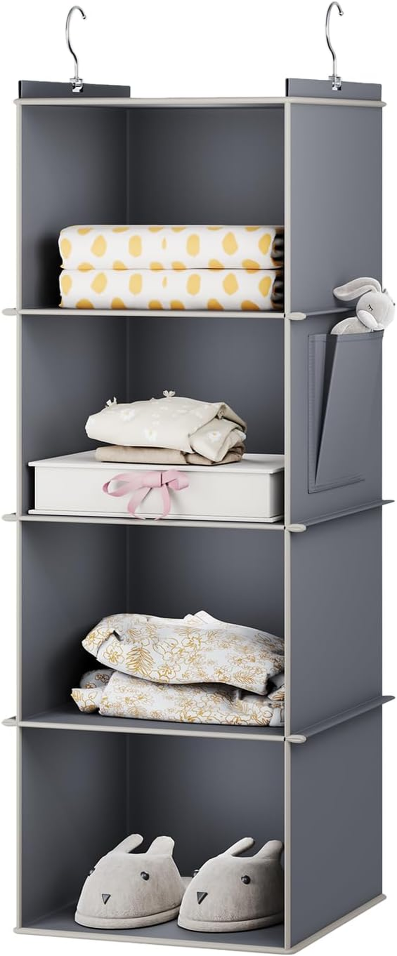 4 Shelf Hanging Closet Organizer Storage Shelves Grey