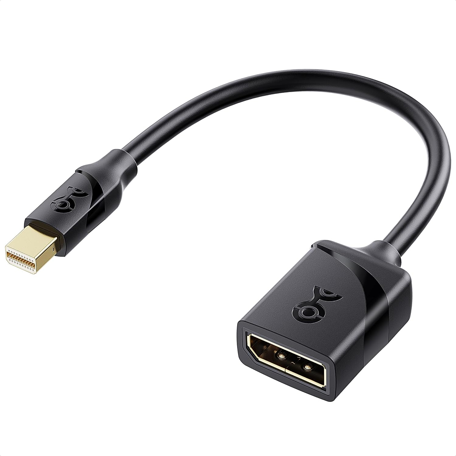 8K Mini DisplayPort to DisplayPort 1.4 Adapter (Mini DP to DP 1.4) in Black - 8K@60Hz, 4K@120Hz Resolution Ready - Thunderbolt and Thunderbolt 2 Port Compatible