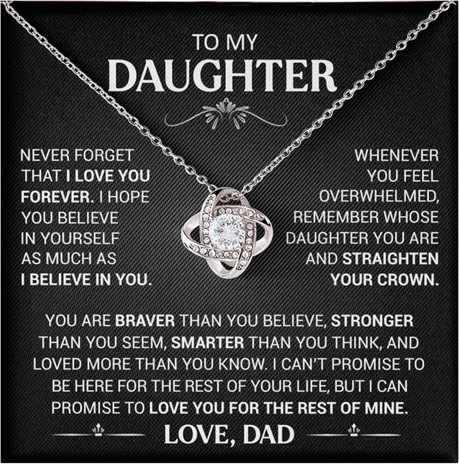 ™ Love Knot Necklace for Daughter – Inspirational 18K White Gold Finish, Thoughtful Gift from Mom & Dad, Birthday, Graduation & Christmas Jewelry