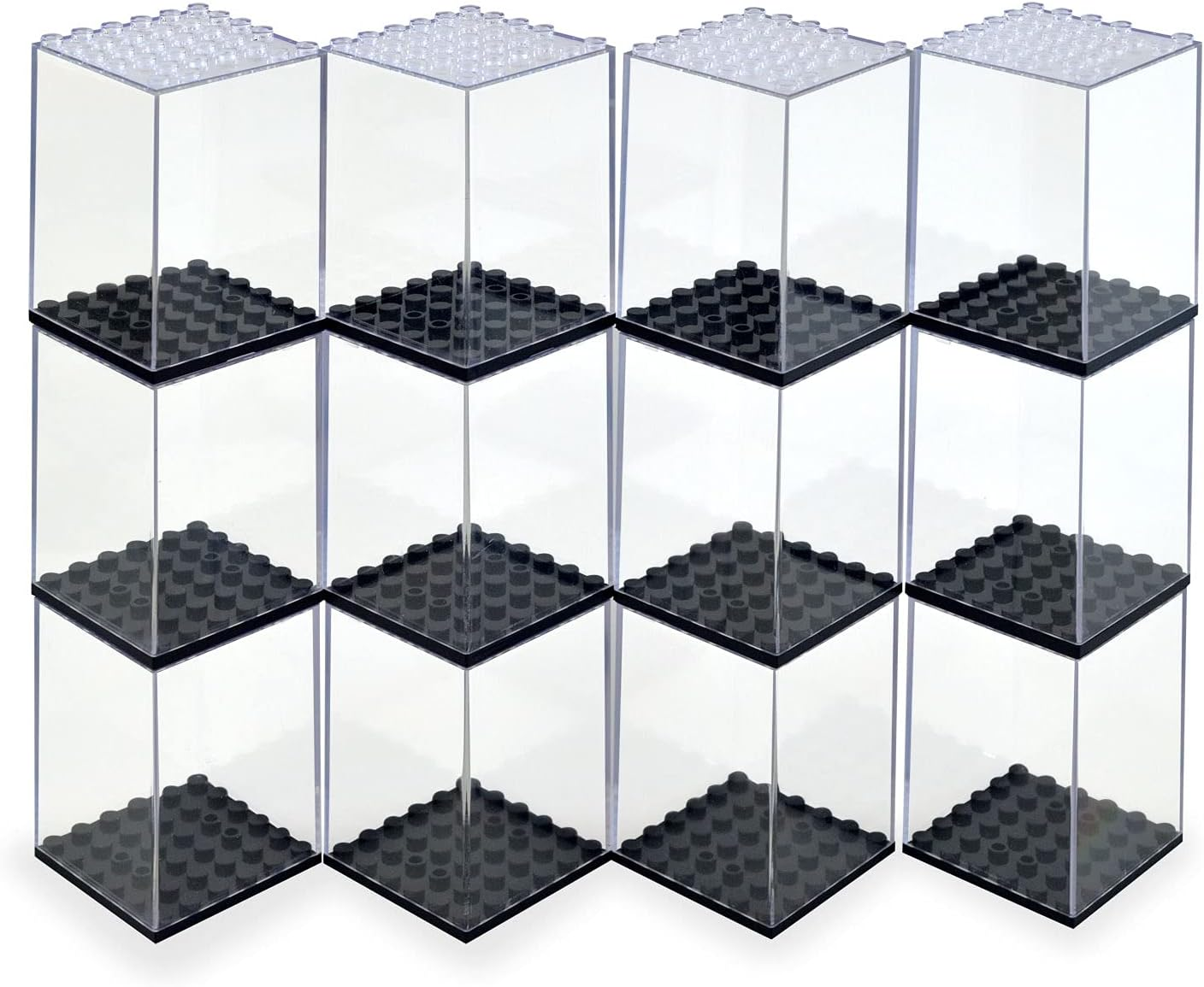 12pcs Acrylic Display Case for Small Figurines - Stackable Clear Storage Box