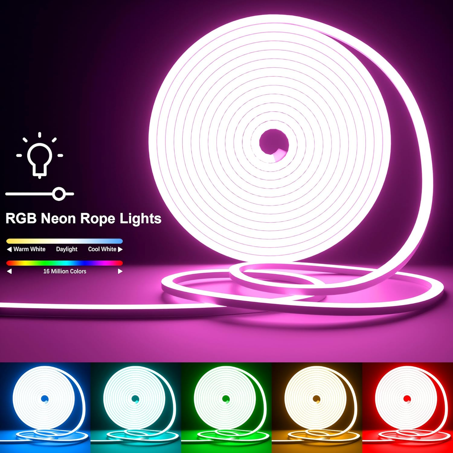 Cozylady 50ft Bluetooth RGB LED Neon Light, Waterproof RGB Neon Light APP & R... - Picture 3 of 14