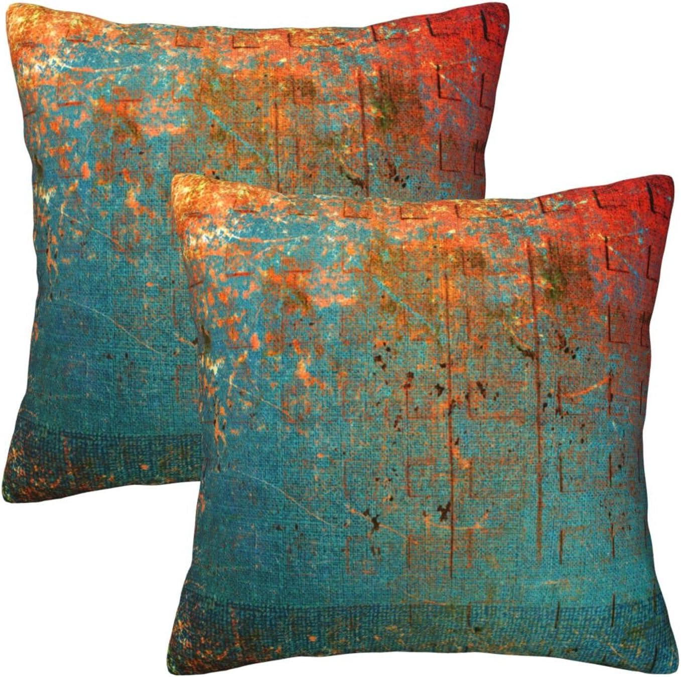 Velvet Cushion Covers 2PC Teal 45X45Cm Abstract Modern Throw Pillow