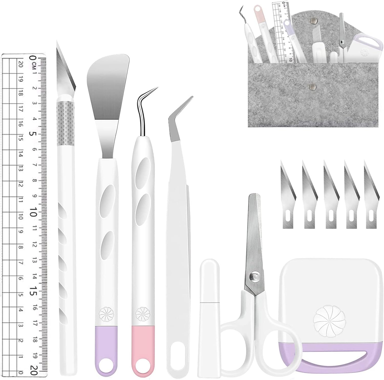 Imnbest Plotter Zubehör,13 Stück Vinyl Jäten Werkzeuge Für Cricut Silhouette Unkrautschaber Silhouette Zubehör,Entgitterwerkzeug Plotter Werkzeuge Plotter Set,Cameos, Beschriftung, DIY Machen