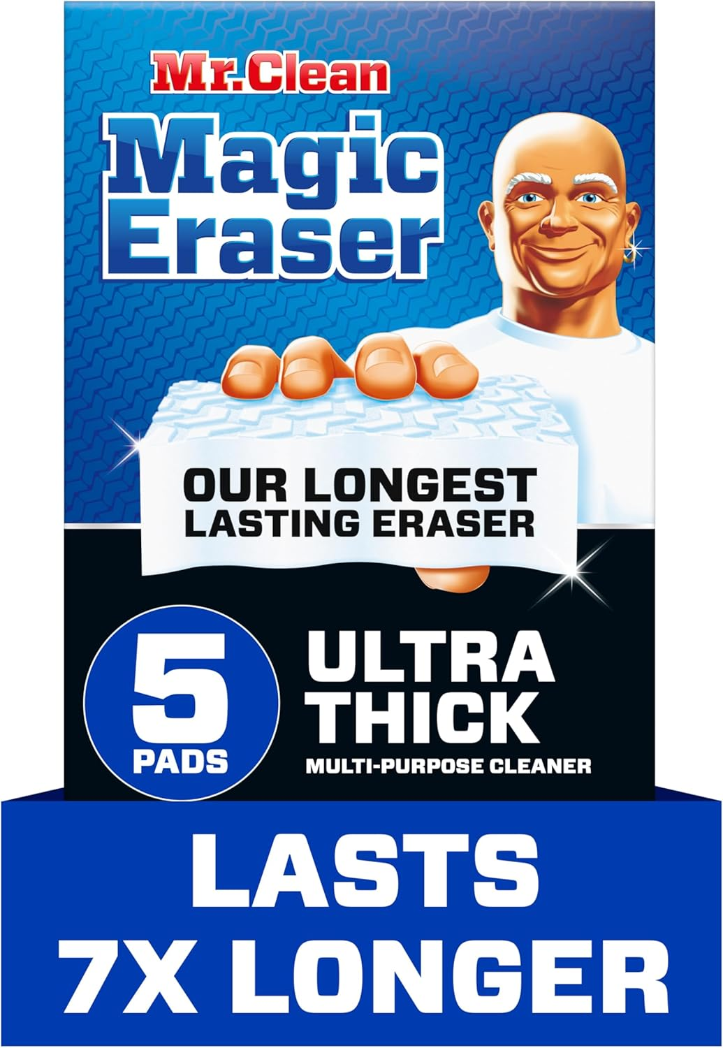 Magic Eraser Sponge, All Purpose Cleaner, Long Lasting Cleaning Scrubber, Wall Cleaner, Sneaker Cleaner, Oven Cleaner, Kitchen, Bathroom, Shower Cleaning Supplies, Ultra Thick, 5Ct