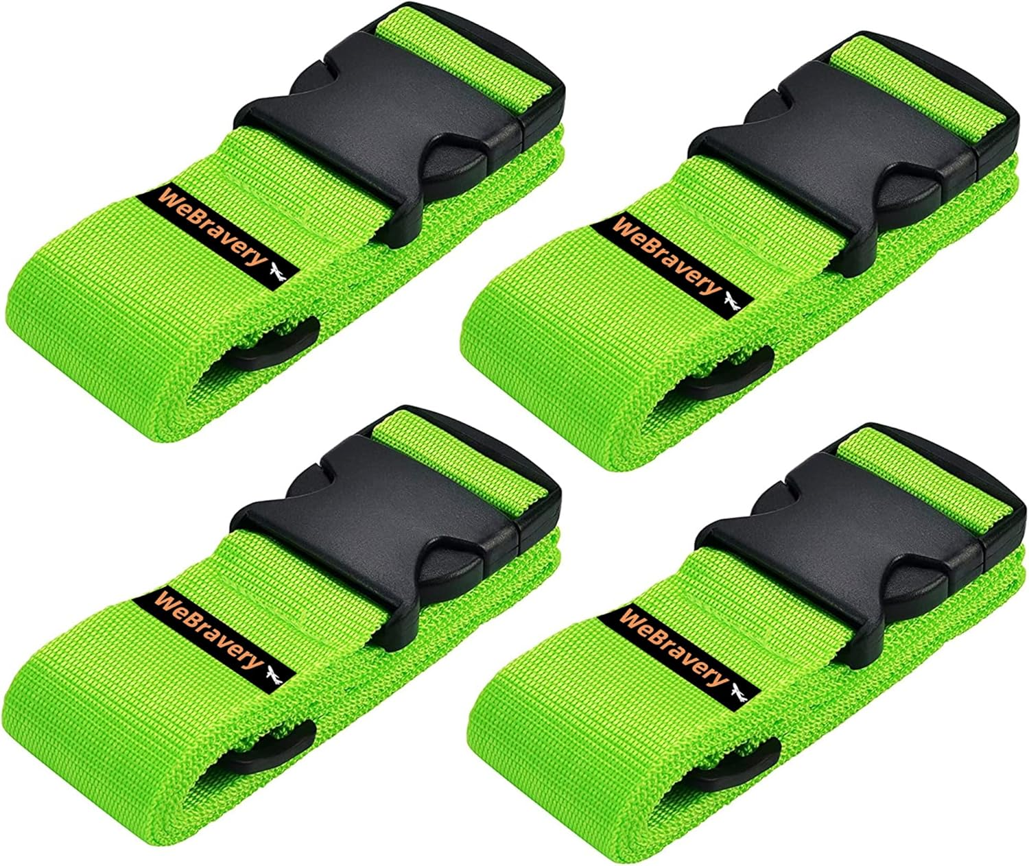 Adjustable Luggage Strap Suitcase Belt Bag Straps Travel Accessories (Green 4Pack)
