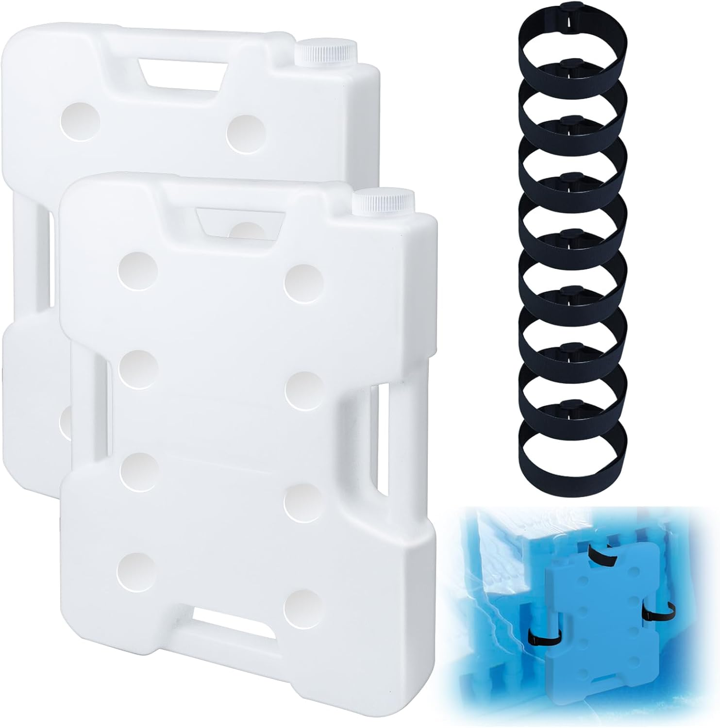2 Pack Pool Ladder Weights, Heavy Duty 52LBS HDPE Pool Step Weights to Prevent Floating, Reusable Swimming Pool Stair Weights Anchor Sand Bag with 8 Adjustable Straps for above Ground Pools