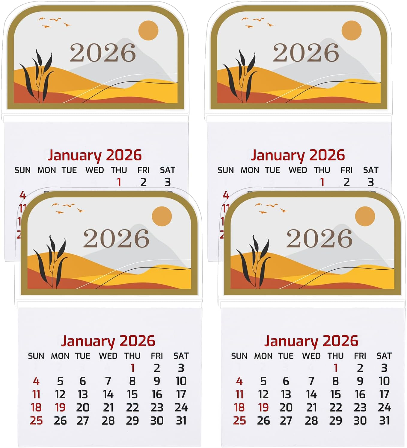Mini Stick on Calendars 2026 Small Calendars Peel and Stick Calendar Adhesive Monthly Sticky Wall Calendars for Car Desk Wall Auto Truck Laptop Fridge Home Office School (4Pack)