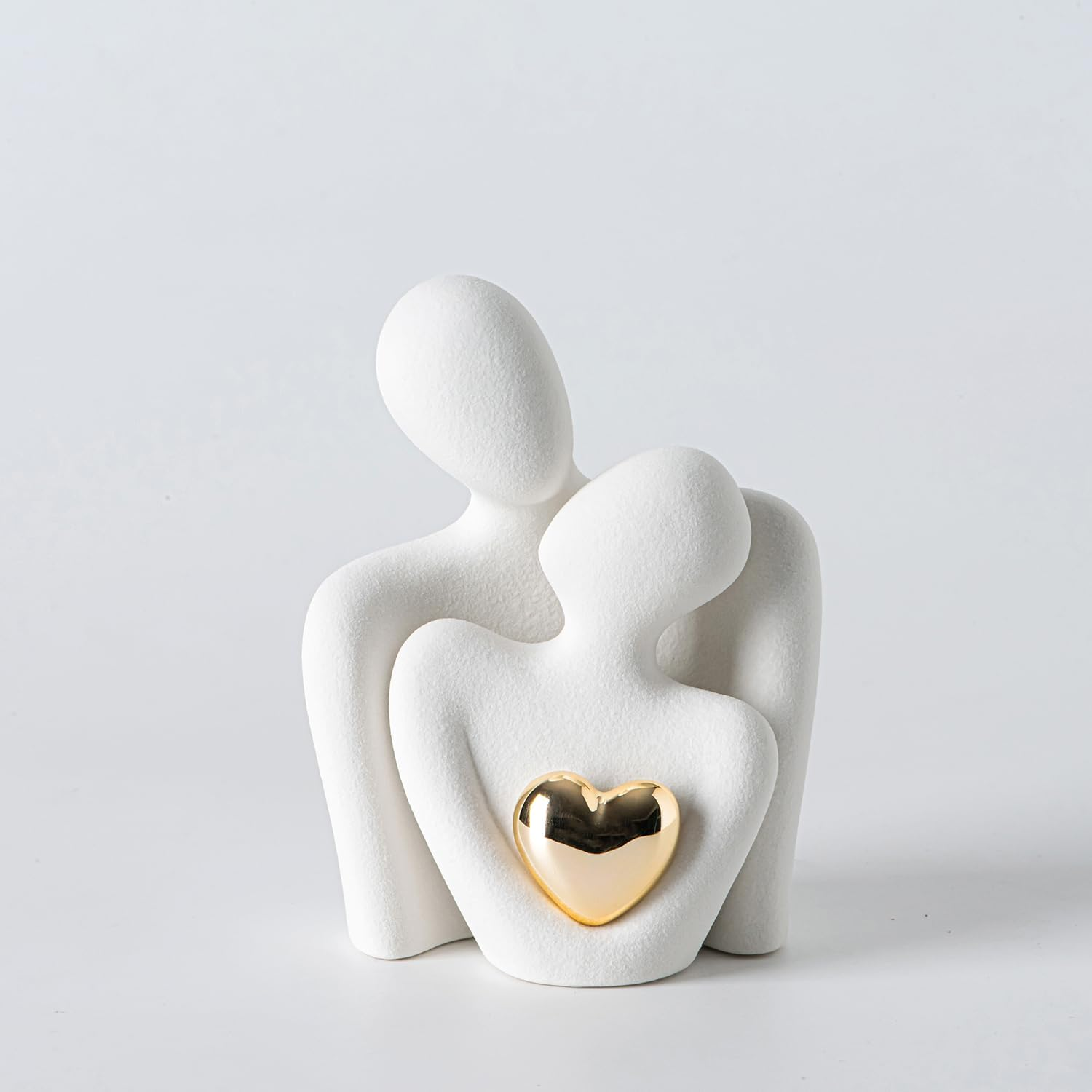 Mini Ceramic Hugging Couple Statue White