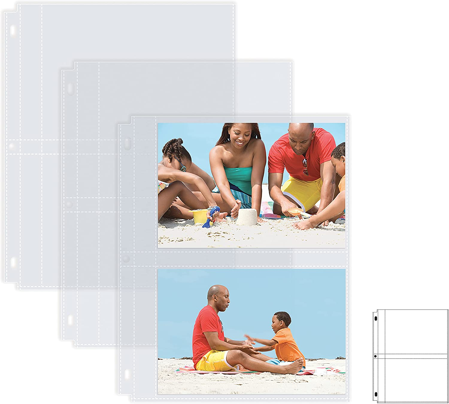 Better Office Products Album Refill Sheets, 5 X 7 Inch, Heavyweight, Diamond Clear 3 Ring Binder Page Refills, 100 Total Photos, Each 2-Pocket Sheet Holds up to 4 Photos (25 Pack)