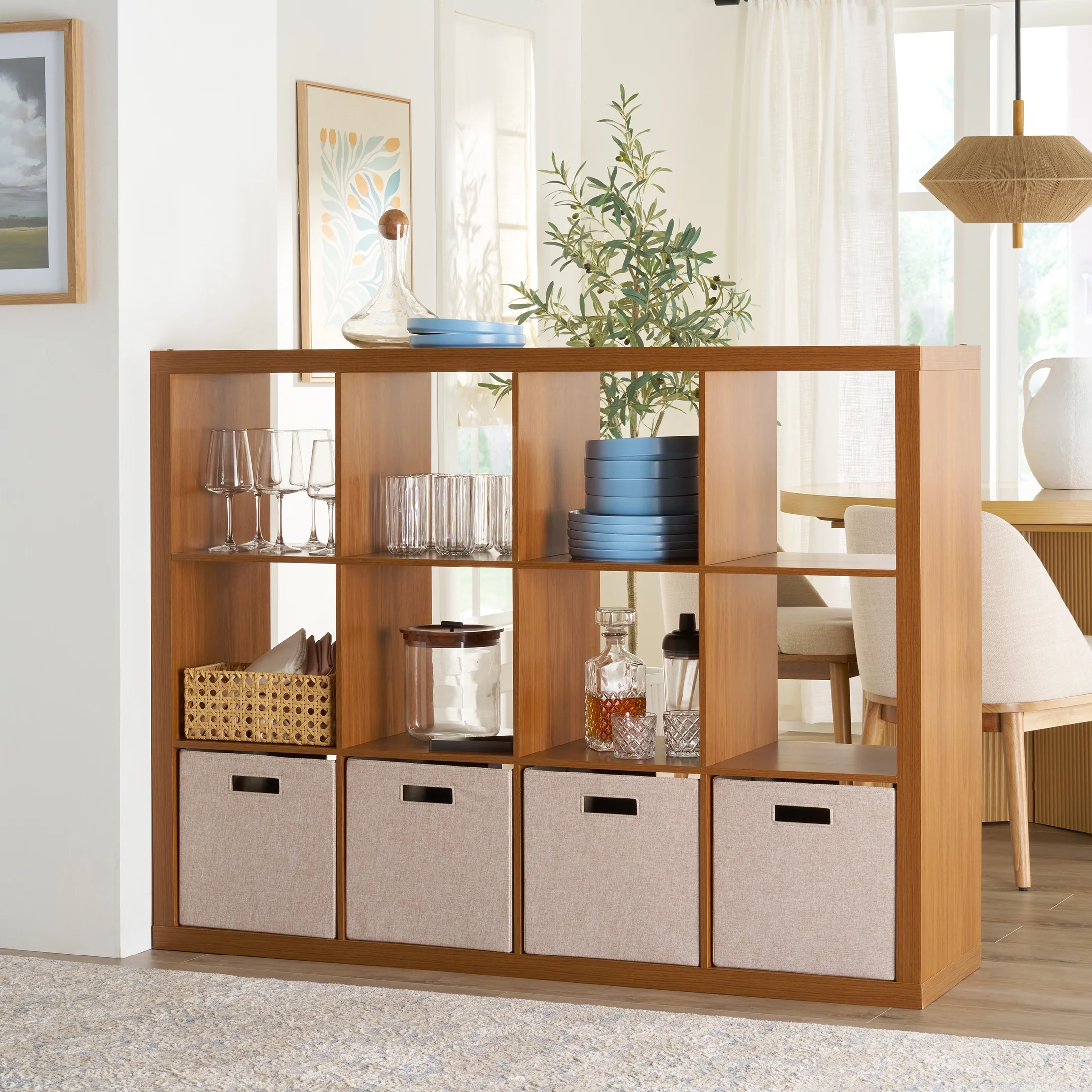 12-Cube Storage Organizer, Bookcase, Display Compartment, Open Back, Home Office
