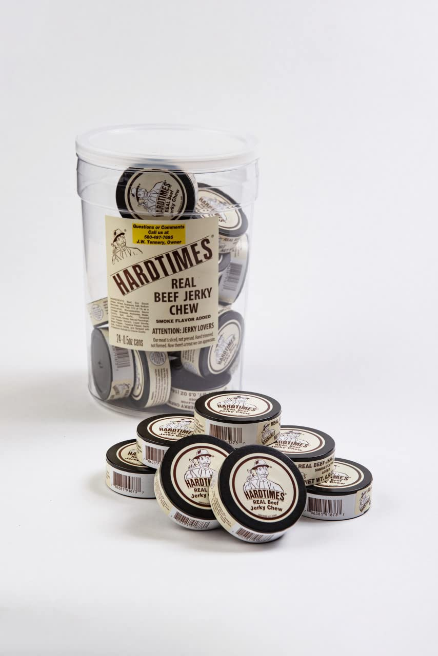 Hardtimes Handcrafted Beef Jerky Chew - Original Flavor - 24 Pack of 1/2 Oz. Cans