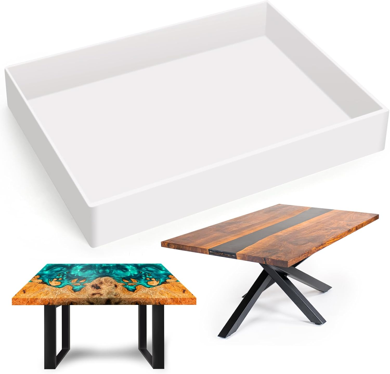 Sntieecr Large Rectangle Resin Table Molds, 16 X 12 X 2.4 Inch Charcuterie Board Resin Mold, Epoxy Table Mold for Tray Board, River Coffee Table, DIY Art Home Decoration