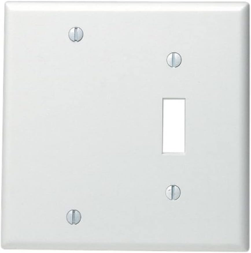 Leviton 2-Gang 1-Toggle 1-Blank Device Combination Wallplate, Standard Size, Thermoset, Box Mount, 88006, White