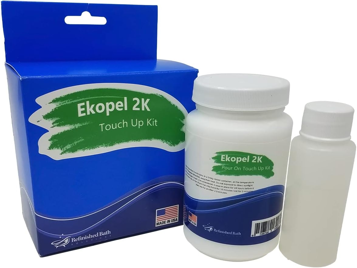 Ekopel Bathtub Refinishing Kit - Made in the USA - Odorless Tub and Tile Reglazing - Most Durable Never Peel Tub Paint Coating - Pour on Touch up Size