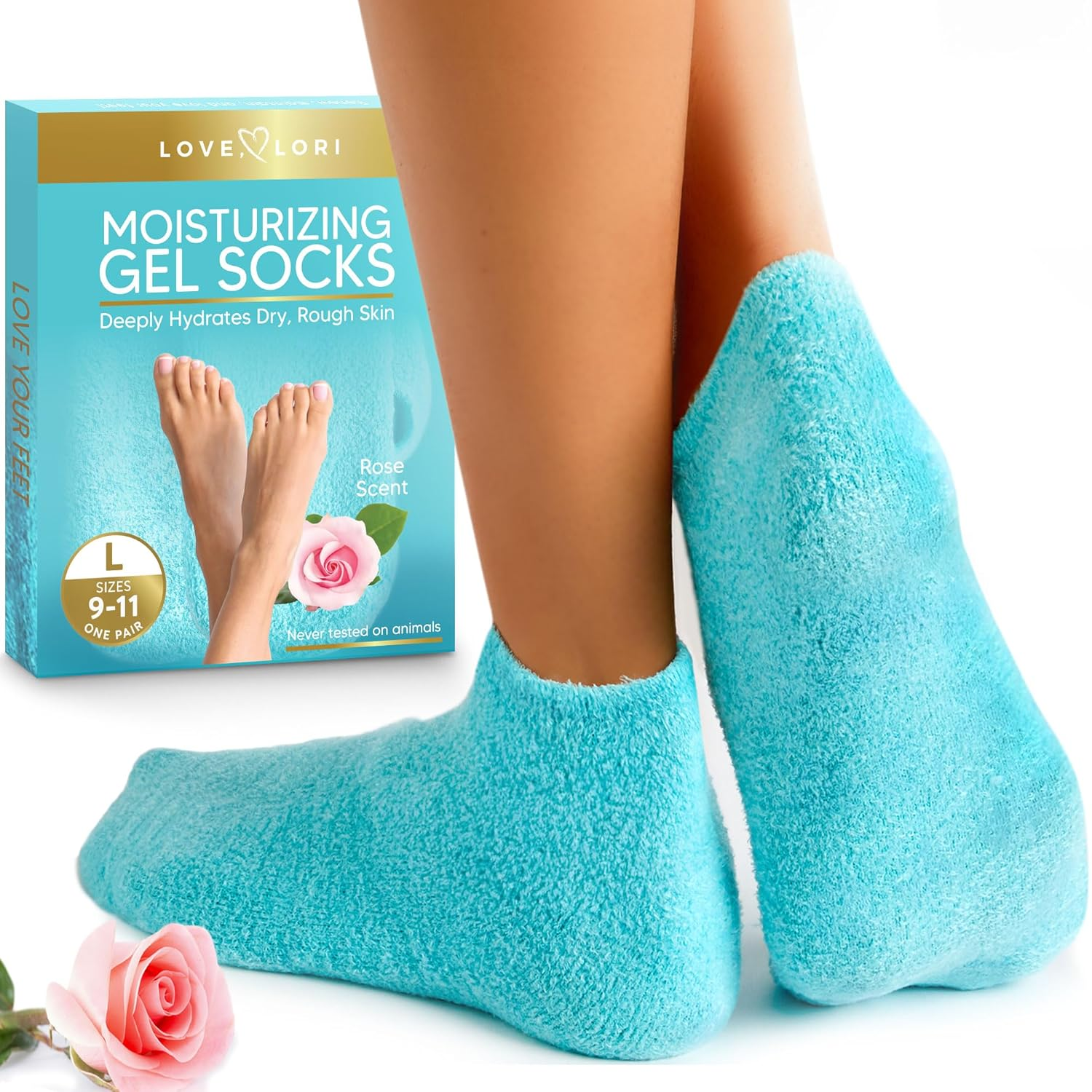 Moisturizing Socks (Size 9-11) – Gifts for Women Her Wife - Infused with Vitamin E & Jojoba Oil - Gel Silicone Aloe Foot Care Socks - Spa Self Care Gifts for Women