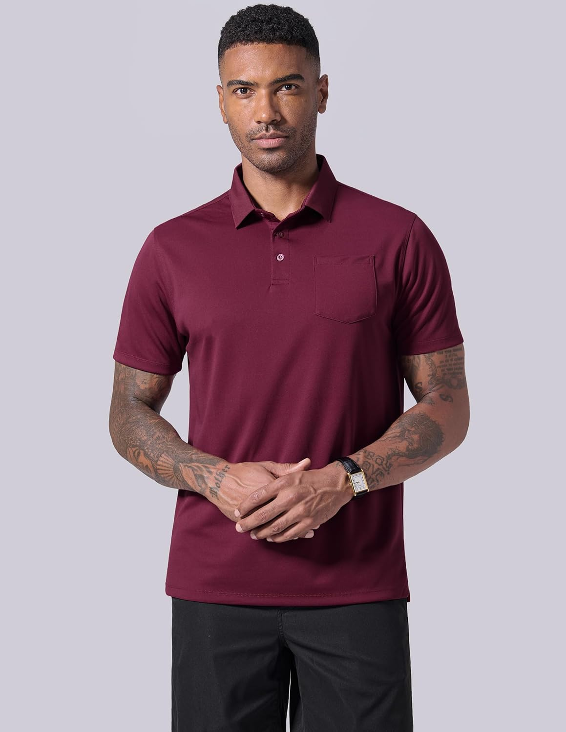 3-Pack Men's Performance Dry Fit Tech Golf Polo Shirts with Chest Pocket, Sho... - Picture 7 of 16